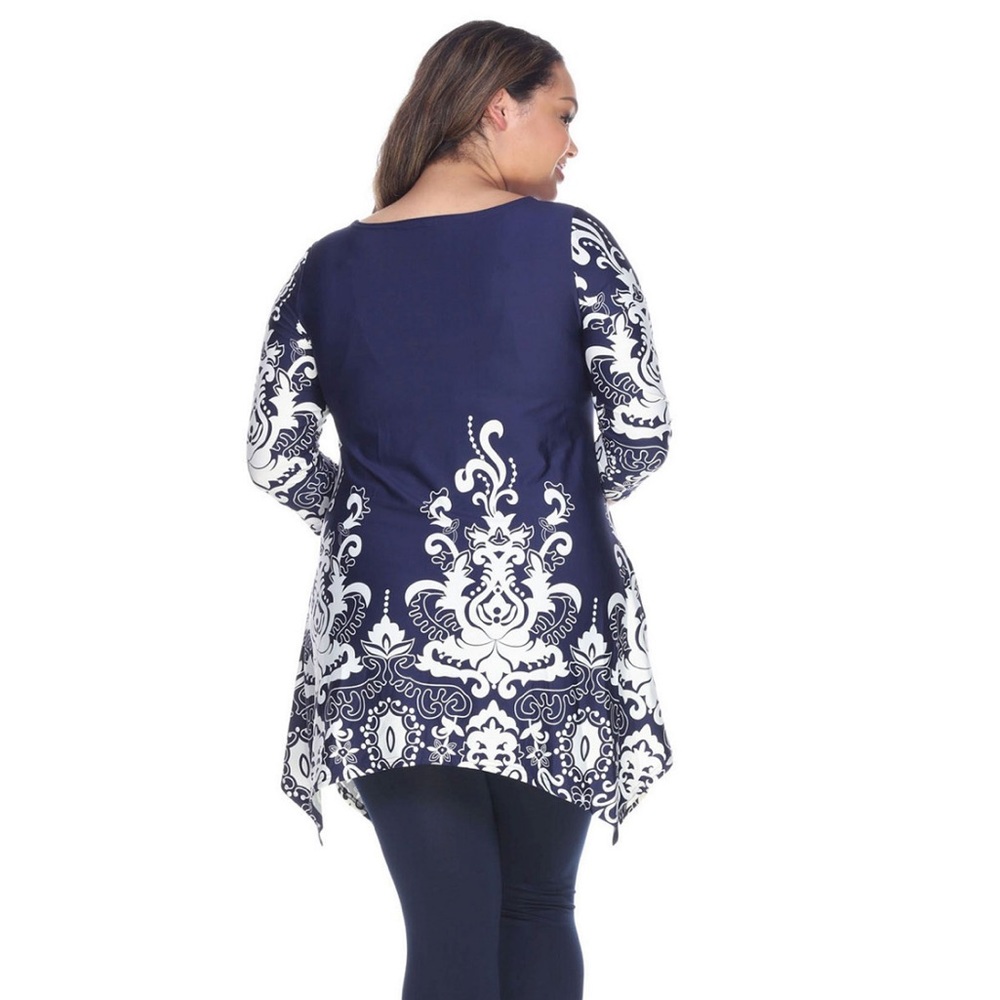 White Mark Navy White Tunic Top Long Plus Size 4X 18 20 Stretchy Flattering NWT - Picture 3 of 8